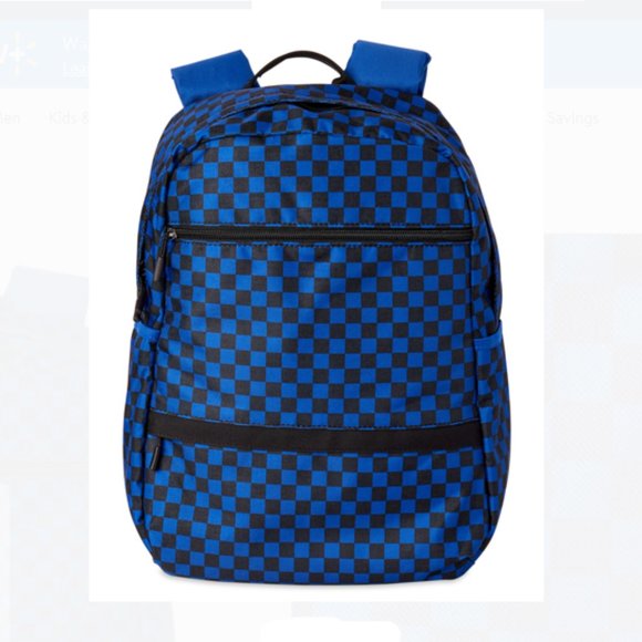 Checkered Backpack Blue Black NWT - Picture 1 of 4